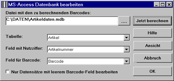Feldfunktion
              zur Barcodeausgabe in Access