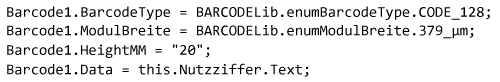  Barcode EAN, Code 39, Code 128, PDF 417, Datamatrix, Maxicode, Aztec